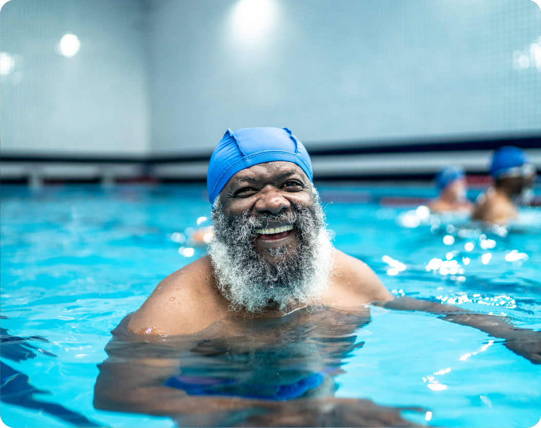 Adult swimming lesson with instructor